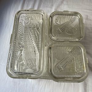 Antique Vintage Fenton Clear Fridgie Glass - Vegetables EUC - FULL SET